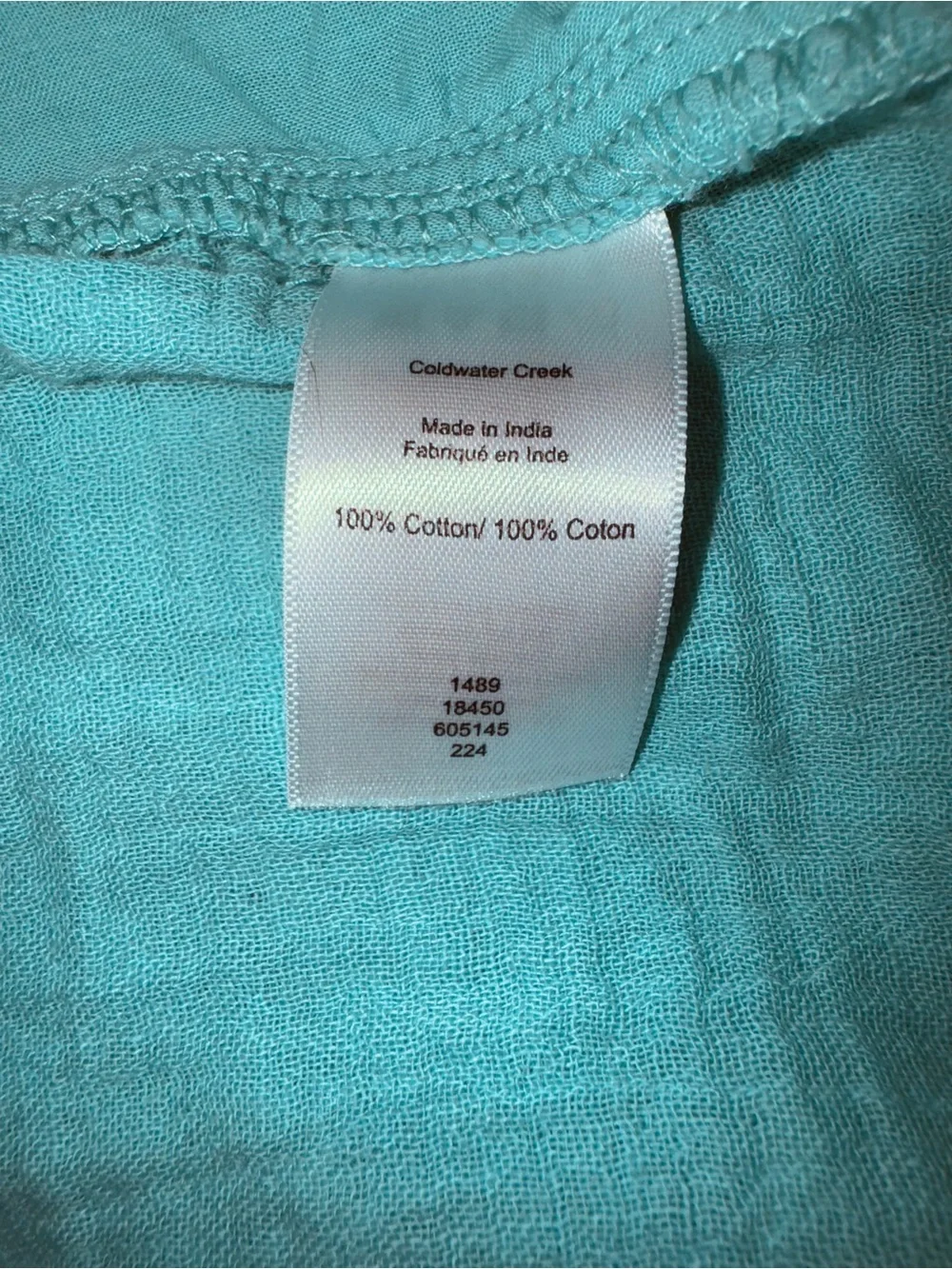 Coldwater Creek Turquoise Mint Green Wide-Leg Elastic-Waist Cotton Gauze Pants